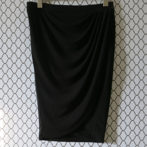 Zara Basic Black Tulip Wrap Pencil Skirt Sz Small - Picture 2 of 5